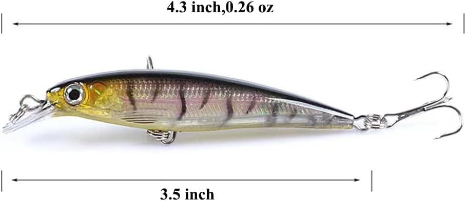 8pcs Fishing Minnow Lures and Crank Baits , as Sinking Jerkbait Lures or  Diving fishing Lures and Hard Lures, Fishing Plugs and Hard Swimbaits or  Topwater Baits for Salmon Redfish Trout BassWalleye-29