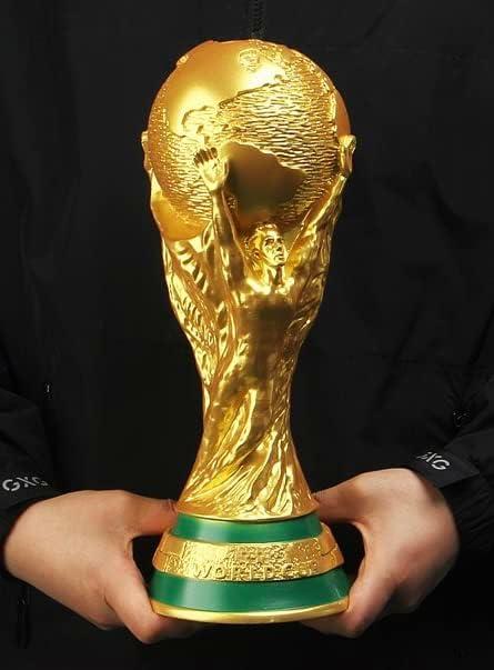 EOFLW World Cup Trophy Replica 14.1 inch 2022 World Cup Replica Resin  Soccer Collectibles Sports Fan Trophy Gold Bedroom Office Desktop Decor