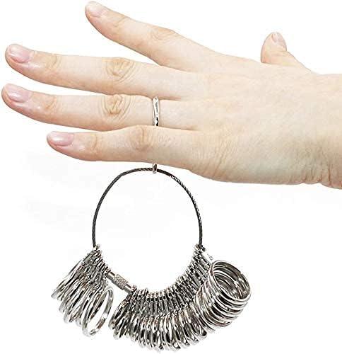 NIUPIKA Ring Sizer Set Size Measuring Tool Round Mandrel Stick Metal Finger Rings Gauge Jewelry Sizing Tools US 1-13 with Half Size Ring Size