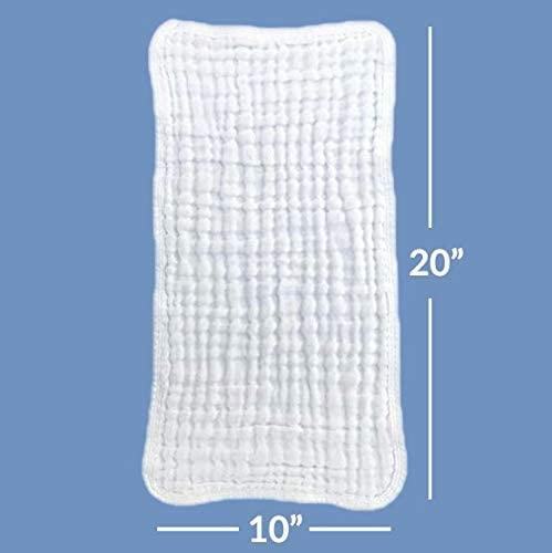Comfy Cubs Muslin Burp Cloths 6 Pack Large 100% Cotton Hand Washcloths 6 Layers Extra Absorbent and Soft (White)