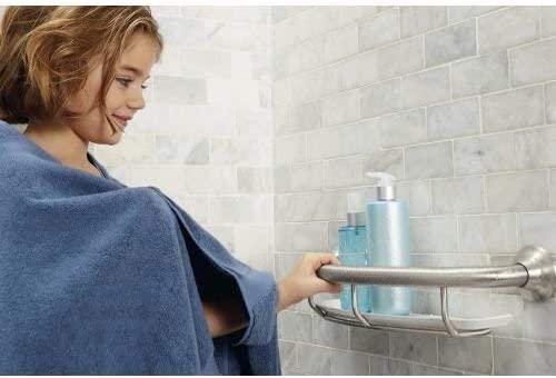 Moen 16-Inch Chrome Shower Grab Bar With Built-in Shelf - Bathroom Safety Bar LR2356DCH