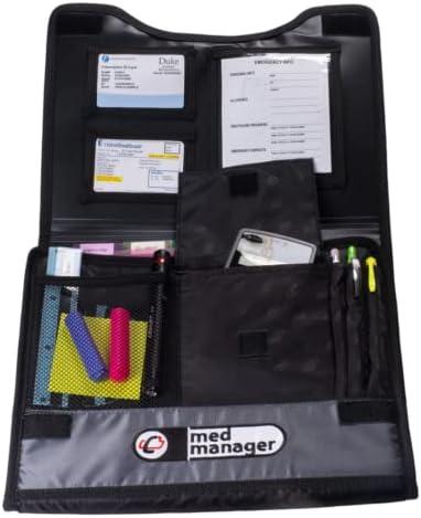 Med Manager Deluxe Medicine Organizer and Pill Case, Holds (15) Pill  Bottles - (11) Standard Size and (4) Large Bottles, Purple, 13 inches x 13  inches