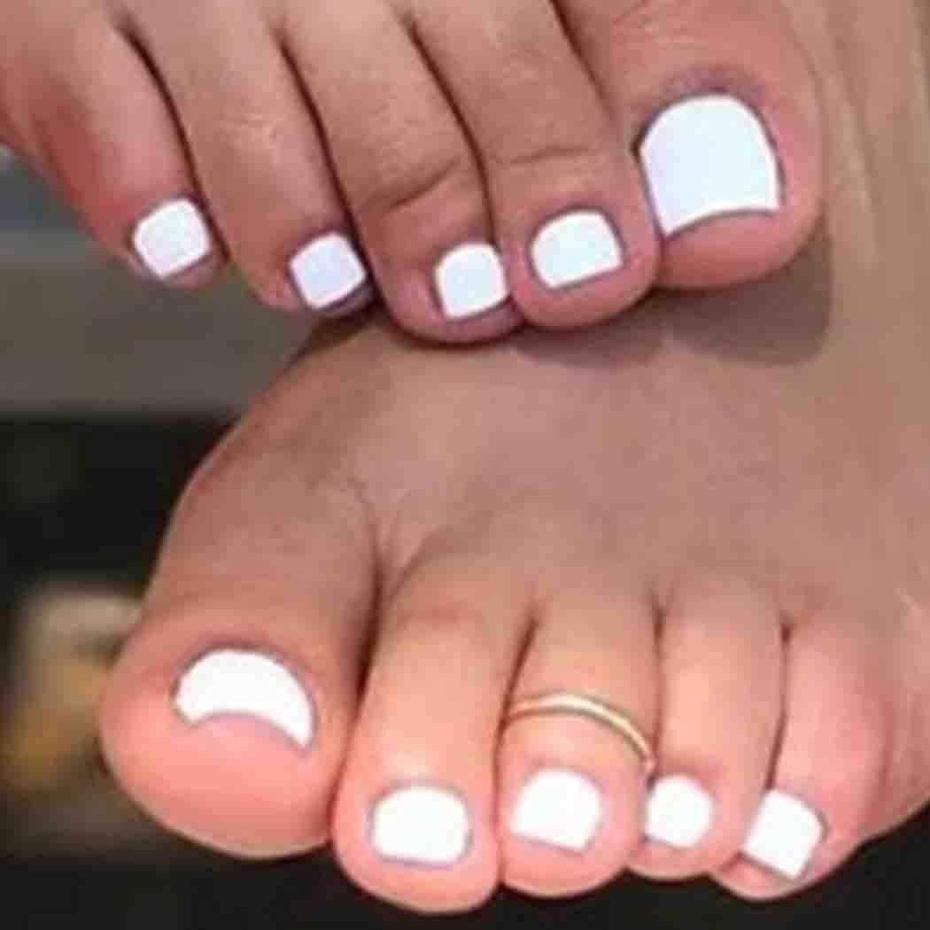 Outyua Solid Square Fake Toenails Matte Press on Toe Nails Short