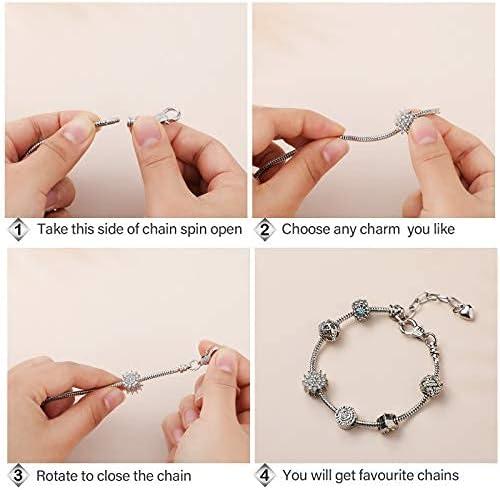 20 Pieces 7.87 Inch Bracelet Chains Snake Chain Charm Bracelets with Heart  Lobster Clasp Extender Chain Stainless Steel Bracelet Link Chains DIY  Bracelet Chain for Women Jewelry Making Craft (Silver)