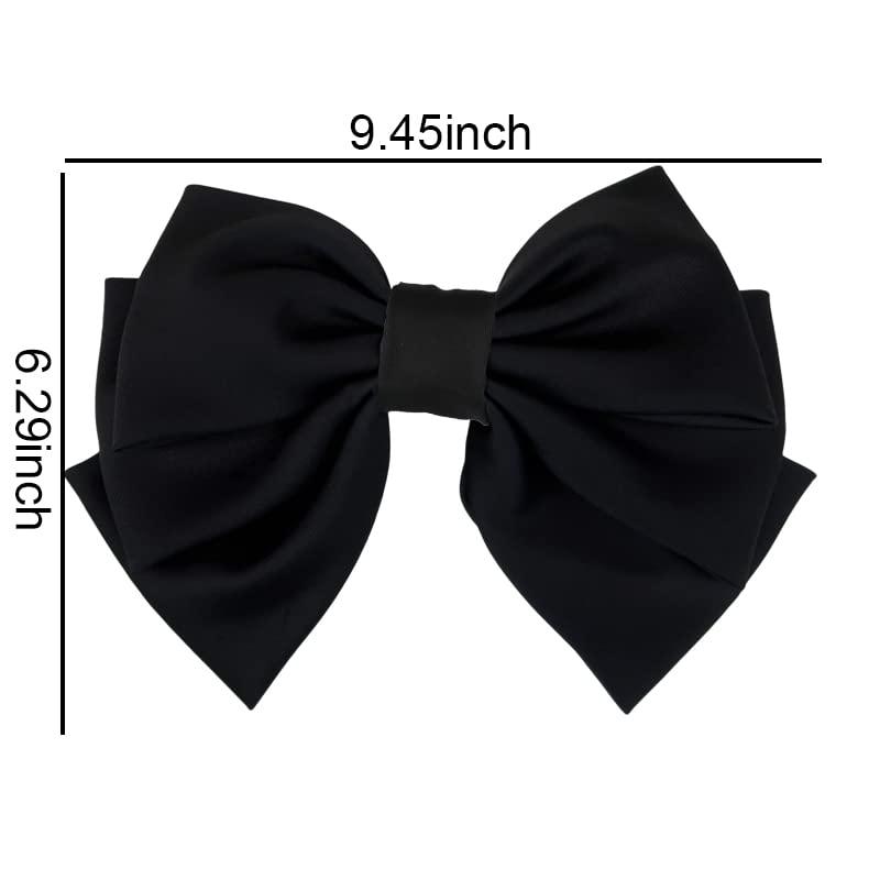 1pc Elegant Black Silk Ribbon Bow Hair Clip For Girls