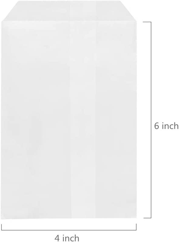 100 Mini Square Glassine Paper Bags Envelopes by Quotidian (3'' x  3'')(White)