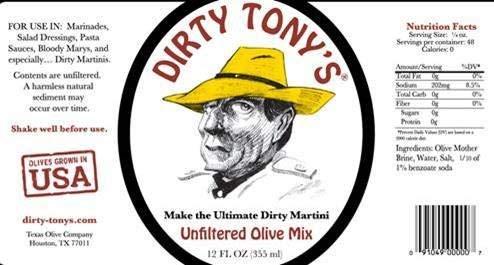 Dirty Tony's Unfiltered Olive Brine - Premium Quality for Cocktails and