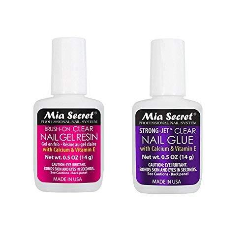 Mia Secret Set of 0.50 Oz Brush On Clear Resin and Strong Jet Glue