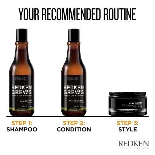 Redken Brews Clay Pomade for Men High Hold Fine and Medium Hair 3.4 fl. oz