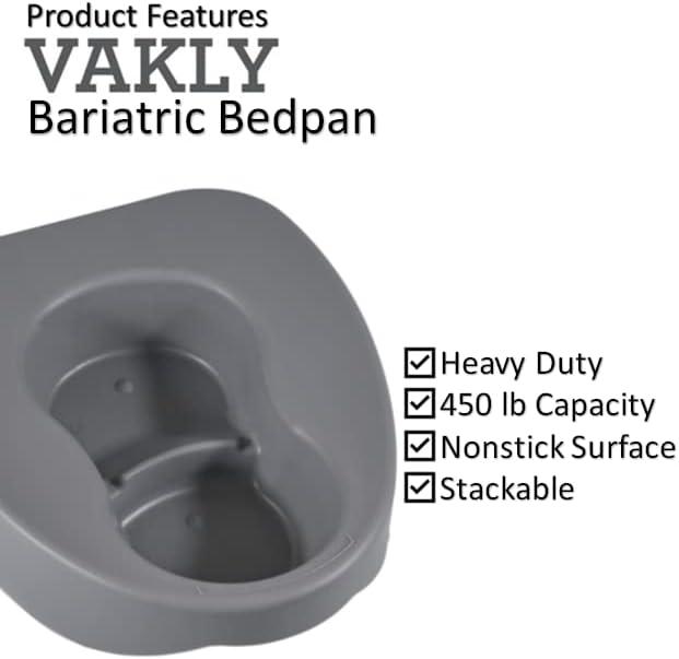 Large Bariatric Bedpan Wide Contoured Stackable Pan Portable & Easy