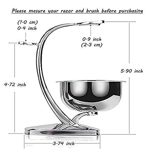GRUTTI Deluxe Chrome Razor and Brush Stand with Bowl, Compatible with