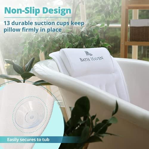 Bath Haven Bath Pillow for Bathtub - Full Body Mat & Cushion Headrest for  Women and Men, Luxury Pillows for Neck and Back in Shower Tub or Jacuzzi -  Powerful Suction Cups 