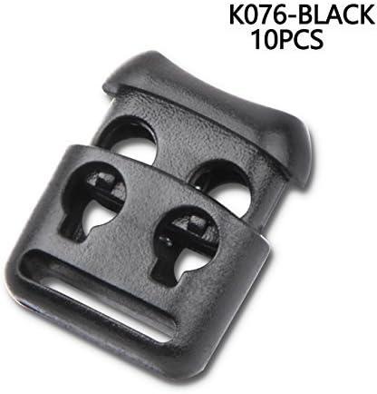 DYZD Plastic Cord Locks Spring Toggle Stopper Double Hole Cord Locks for  Drawstring,Clothing, Shoelaces, Backpack, Lanyard(10PCS,Black)