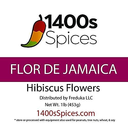 1lb Dried Hibiscus Flower Whole, Flor De Jamaica by 1400s Spices