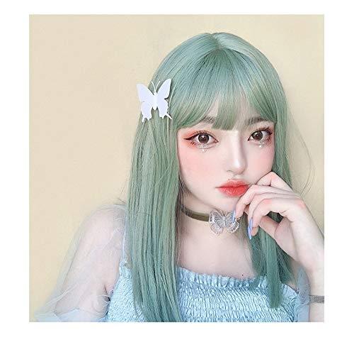 Uwowo Medium Long Straight Bean Grey Lolita Wig Heat Resistant