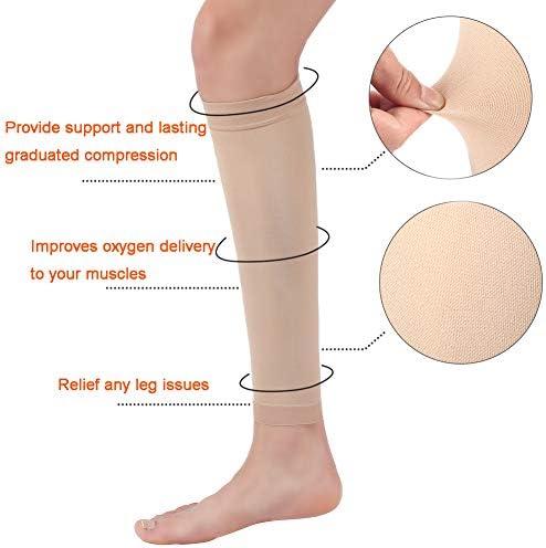 Halsy Women's Footless Compression Socks (20-30mmHg) 2 Pairs Medical Calf  Compression Sleeve for Swelling Shin Splint Varicose Veins Edema Nurses &  Maternity