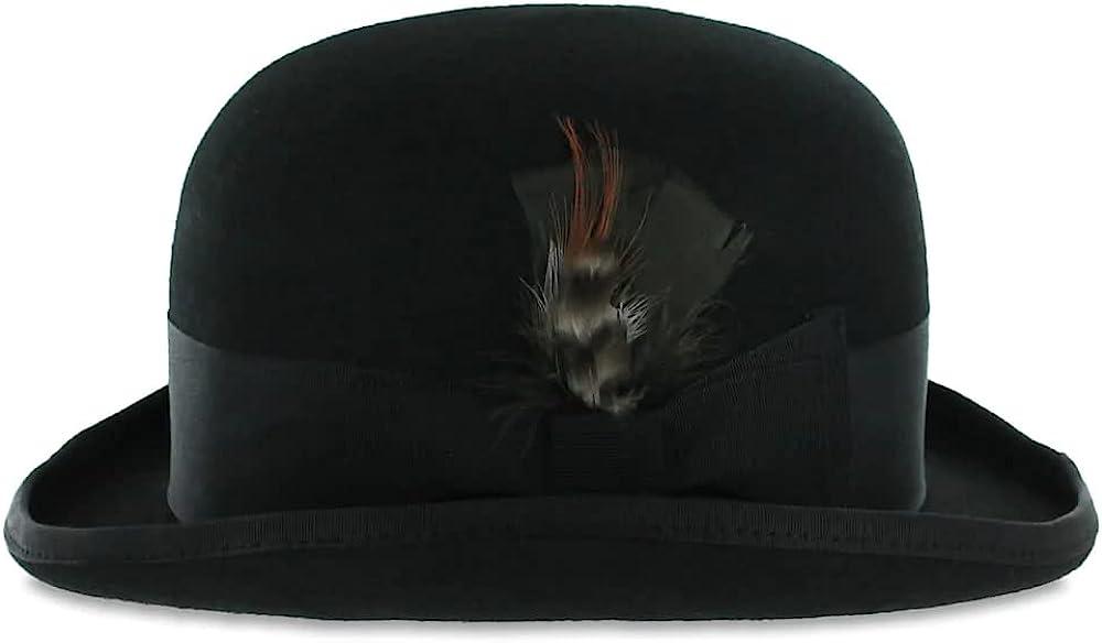 Feather Bowler Cap, Wool Bowler Cap, Feather Hat, Wool Hat
