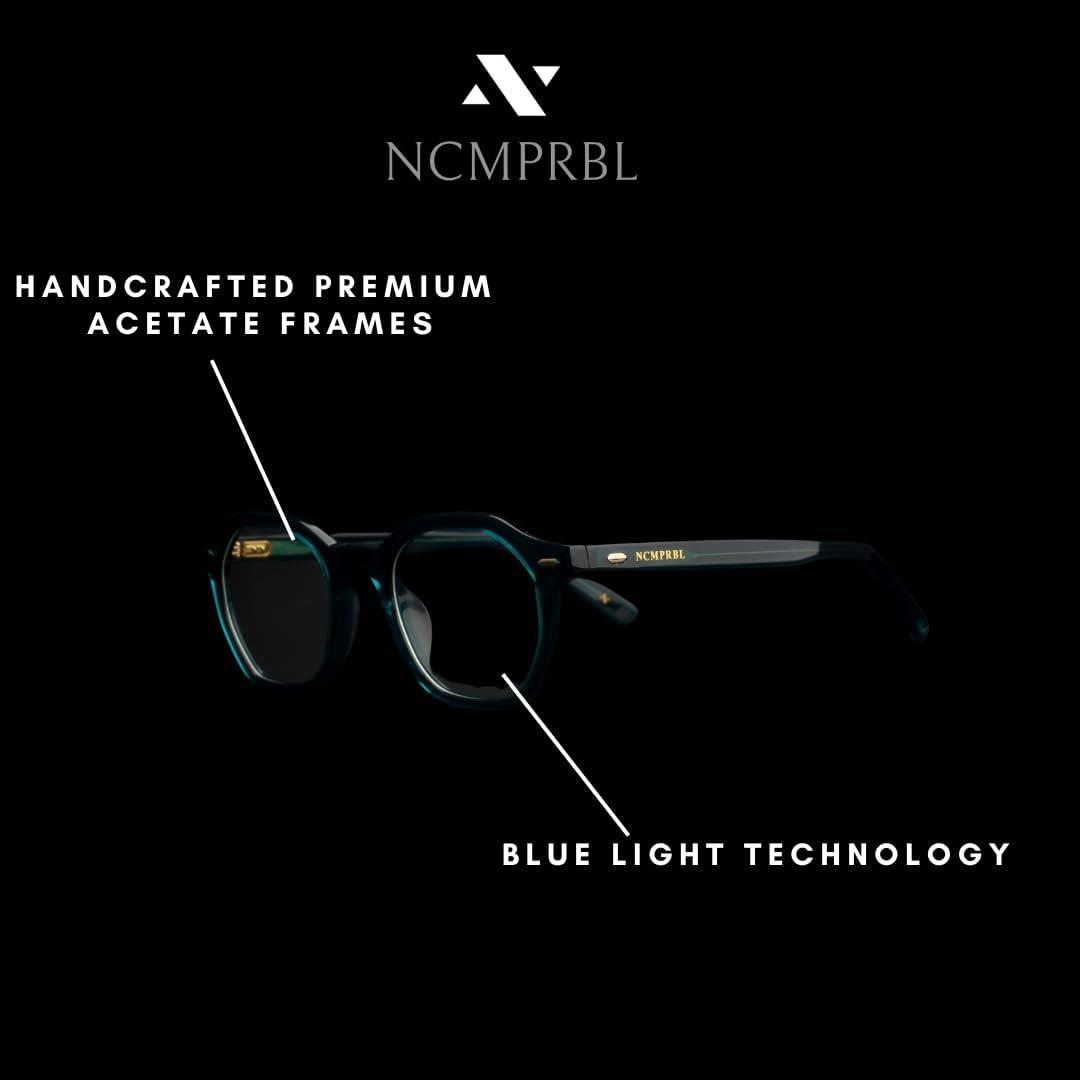 Clarity Manifest Unisex Large Frame Eyeglasses Green Anti