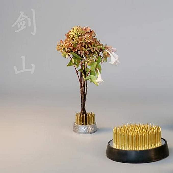 3pcs 0.9/1.4/2.4 Flower Frogs Ikebana Kenzan Brass Flower Arranger Tool Gold - Gold Tone