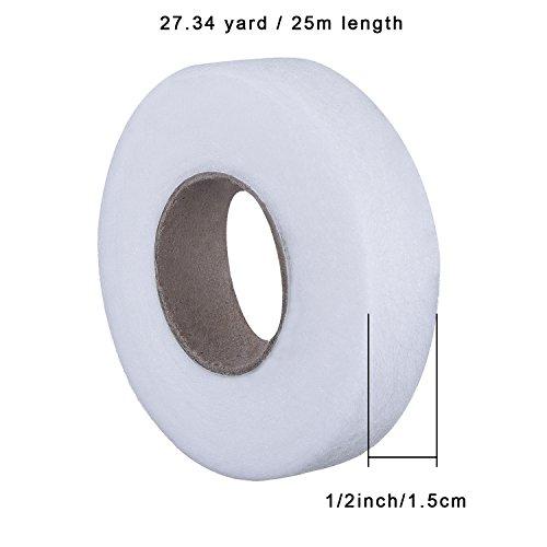 Outus 2 Rolls Fabric Fusing Tape Adhesive Hem Tape Iron on Tape Each 1/2  Inch(White, 27 Yards) 27 Yards Each White