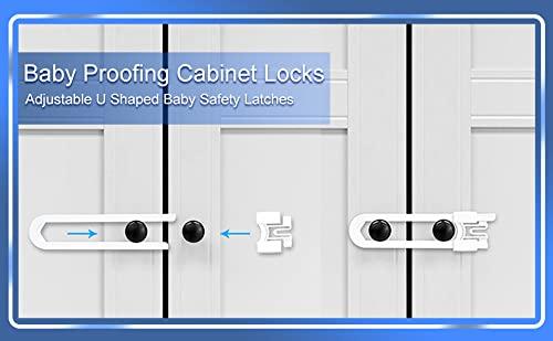 10 Pack Baby Sliding Cabinet Locks - Vmaisi Adjustable U Shaped