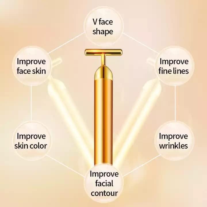 2-in-1 Electric Face Massager Beauty Bar 24k Golden Facial Massager