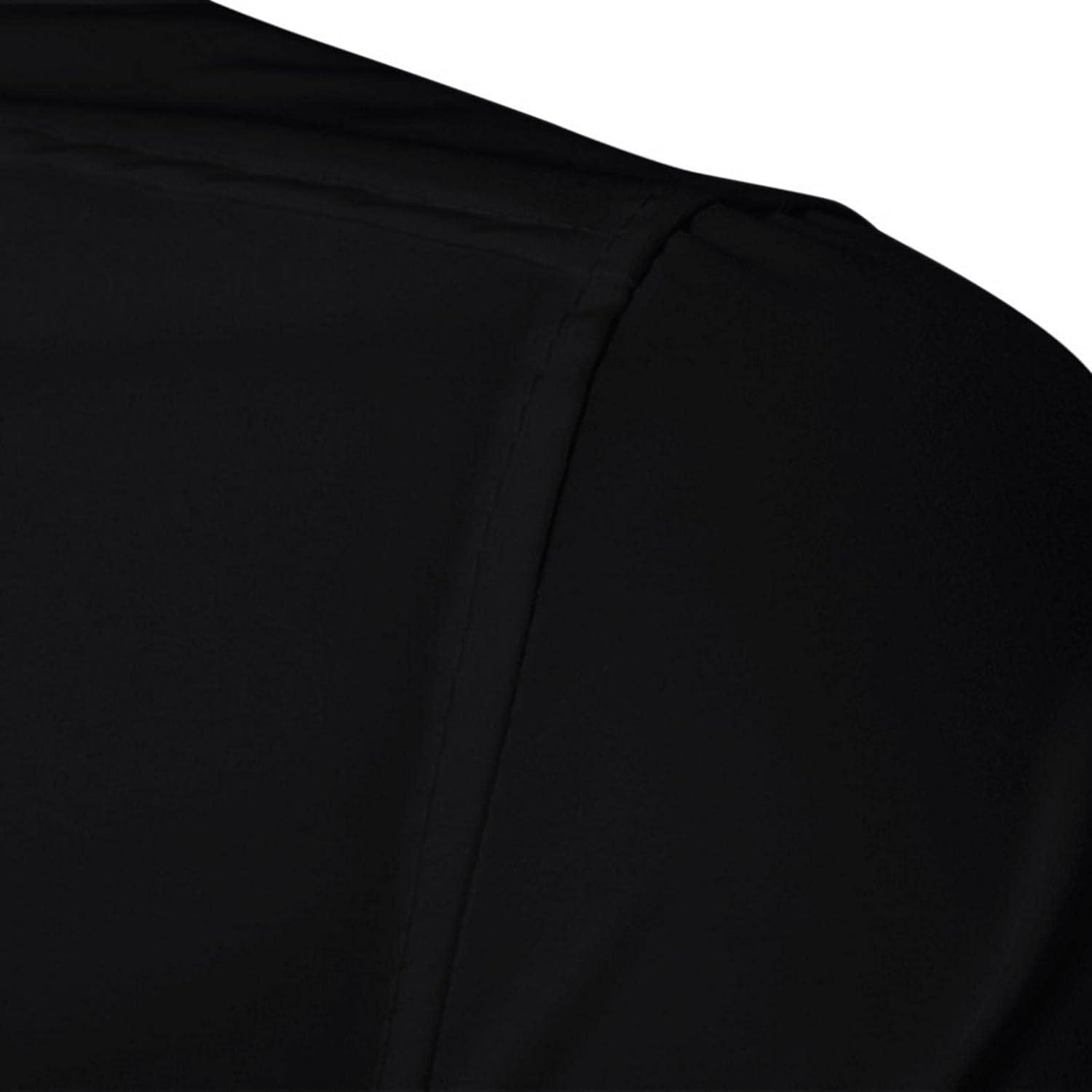 Men's Button Up Short Sleeve Dress Shirts Slim Fit Double Breasted Turn Down Collar Business Wedding Blouse Tops Black