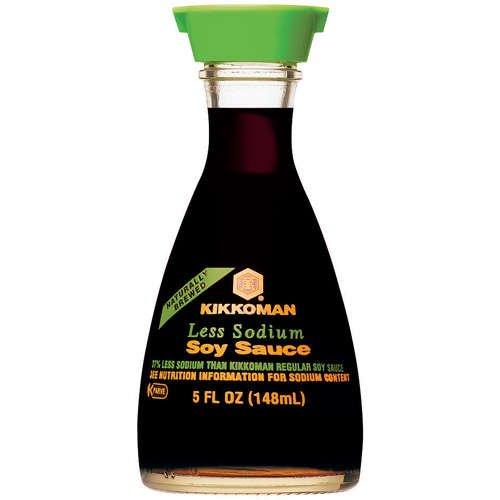Kikkoman Less Sodium Soy Sauce Dispenser 5oz Glass Bottle (Pack of 4