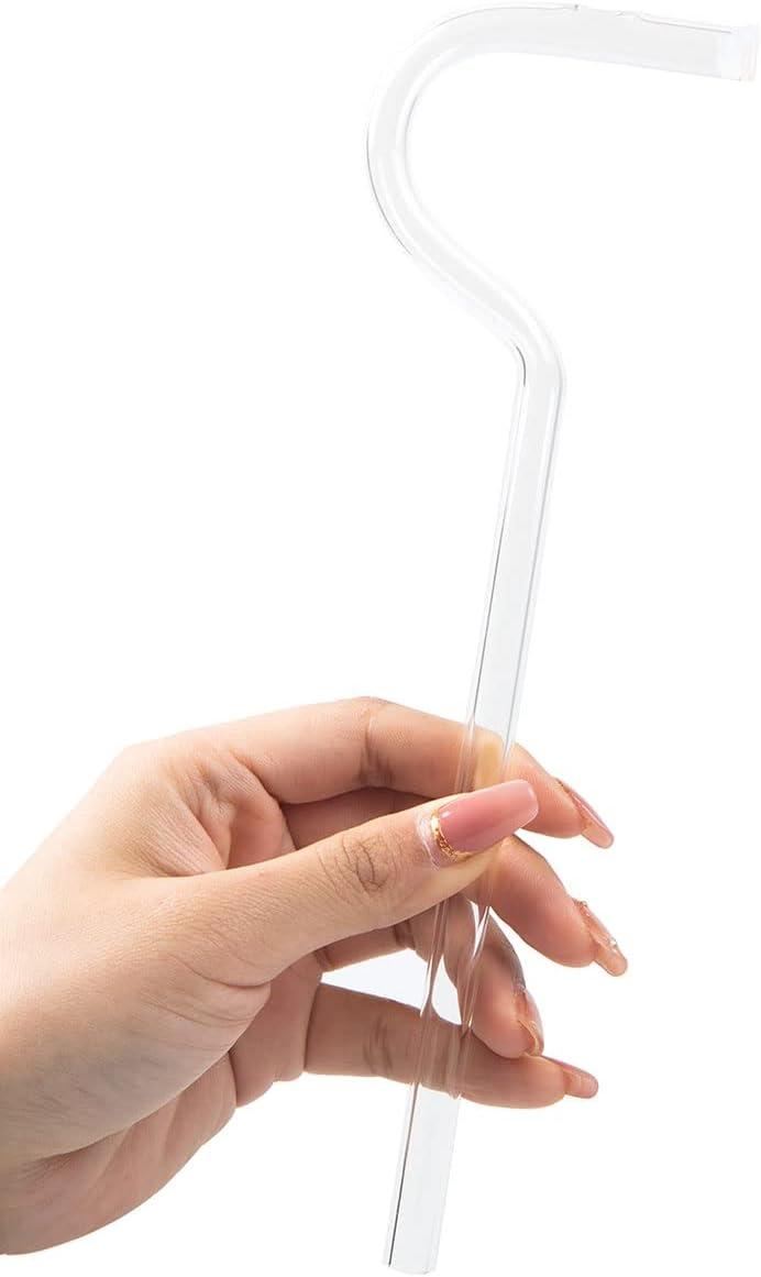 Anti Wrinkle Straw Set of 2,Anti Wrinkle Drinking Glass Straw,Curved  Reusable Glass Straw,Flute Style Design for Engaging Lips Horizontally in  2023
