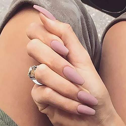 6 Packs (144 Pcs) Matte Coffin Press on Nails Medium Length, Acrylic Short False  Nails Full Cover Set Artificial Nails Fake Solid Color with Glue Nail File  for Women Medium Coffin Press