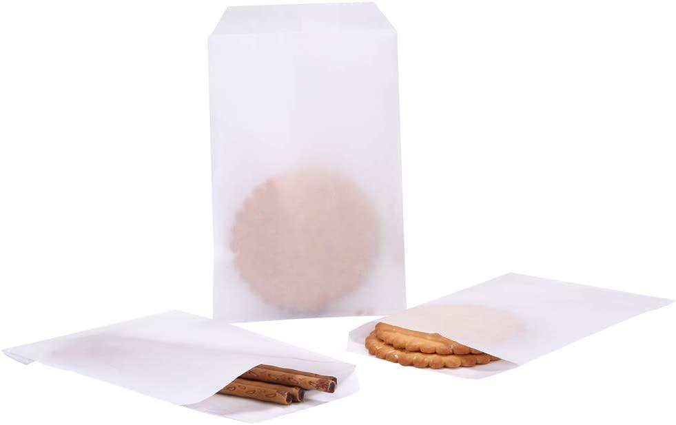 Flat Glassine Waxed Paper Treat Bags 4x6 Semi-Transparent for Bakery  Cookies Candies Dessert Chocolate Party Favor, Pack of 100 by Quotidian  (4'' x 6'') White 4x6 Inch (Pack of 100)