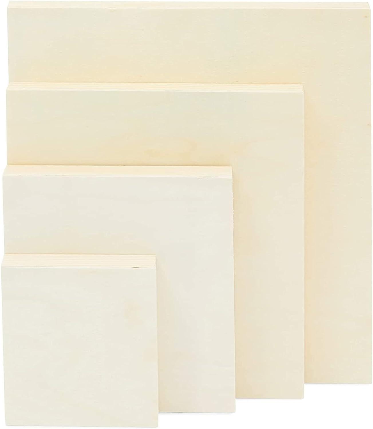 Set of 8 Unfinished Wood Canvas Boards for Painting Wooden Panels for