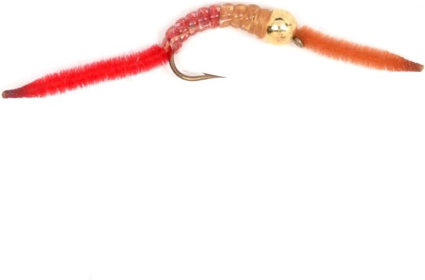 The Fly Fishing Place San Juan Worm Trout Fly Assortment Power Bead Worms 1  Dozen Wet Nymph Fly Fishing Flies - Hook Size 10 - 3 Each of 4 Patterns