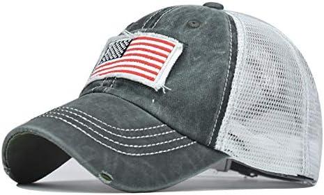 Unisex American Flag Baseball Cap Vintage Washed Distressed Trucker Hat  Adjustable Cotton Embroidered Dad Mom Golf Hat One Size Army Green