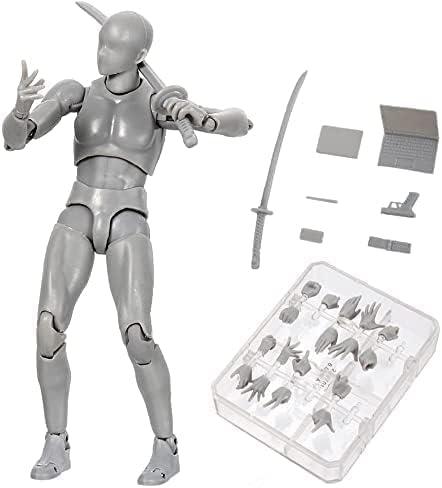 Action Figure Drawing Models,Body Kun Moveable Joint Set,Suitable for  Sketching,Painting Drawing Mannequin Female/Male Drawing Figures for  Artist(Male+Female,Grey,6Inch) Gray Male+Female