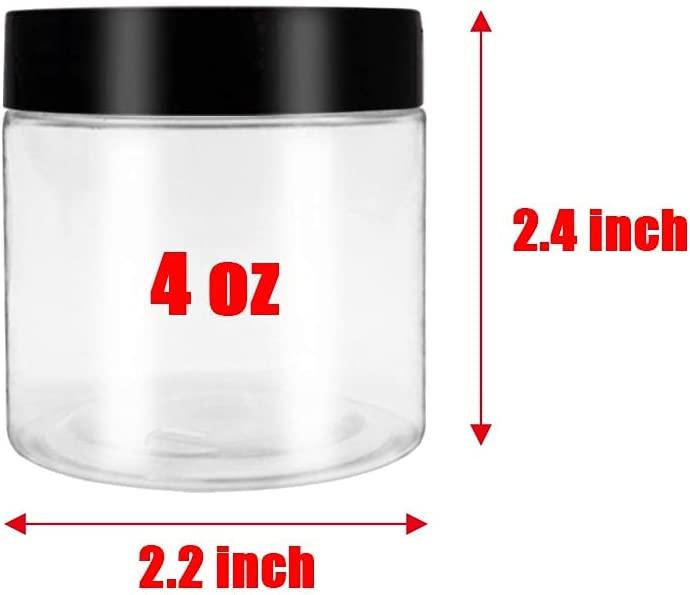 20 Pack 4oz Clear Plastic Jars with Lids,Wide-Mouth Refillable Storage  Containers,Empty Round Containers for Candy,Beads,Lotion,Slime Making and  Food