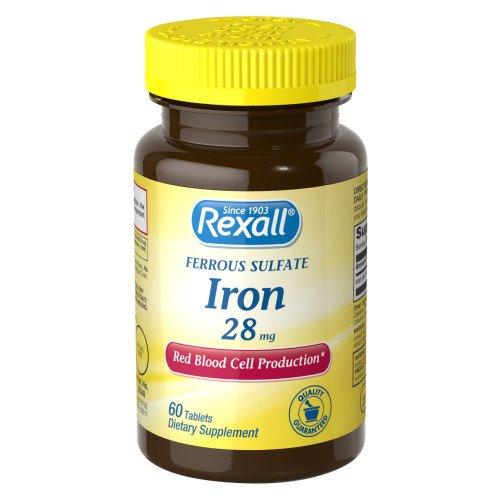 Rexall Ferrous Sulfate Iron 28mg Tablets 60 Ct Iron Supplement