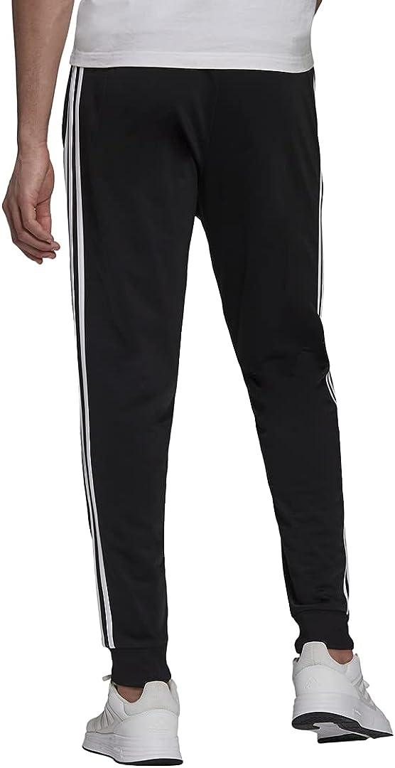 adidas Men\'s Aeroready Large 3-Stripes Tapered Woven Essentials Cuff Pants Black/White