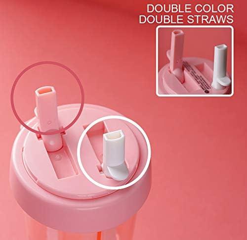 Portable Double Straw Independent Drink 2-in-1 Leak-Proof Kid Cup