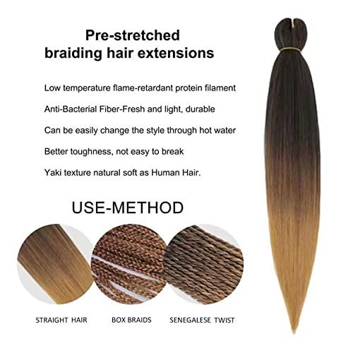 20 Inch Pre Stretched Ombre Braiding Hair Pack of 10 Itch Free Soft