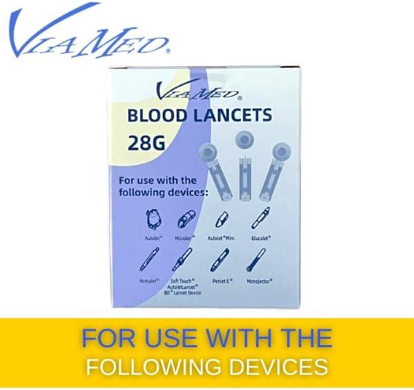 Viamed 28 Gauge Diabetic Lancets 300 Count Sterile Single Use Blood Sugar Lancets for