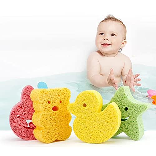 4Pcs Baby Bath Sponge Soft Baby Sponge for Bathing,Cute Animal Shapes  Natural Kids Bath Sponges for Infants,Fast Drying Baby Bath Tub Sponge,Fun  Baby Shower Sponge for Babies and Children