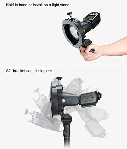 Godox S2 Bowen Supporto Per Flash - Compatibile Con Speedlite Godox V1, V860II, AD200, AD400Pro, Con Filtri E Diffusore - Foto 13