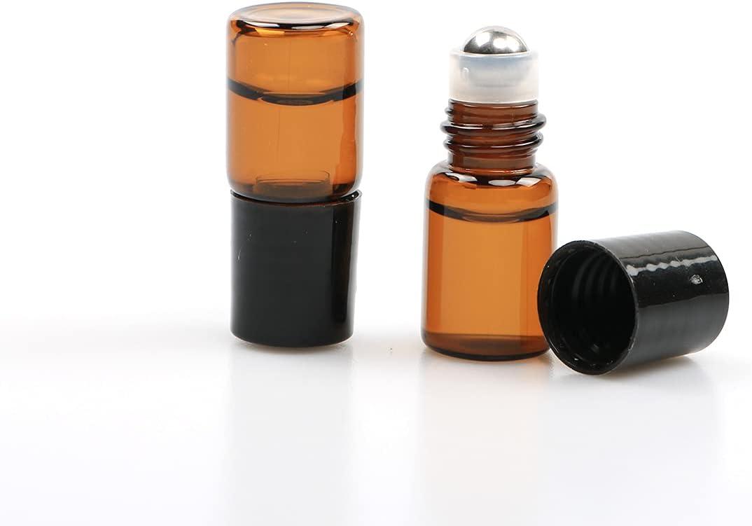 6 AMBER Micro Mini 5ml Oil Roller Bottles Matte Gold Caps! Stainless S –  Grand Parfums II