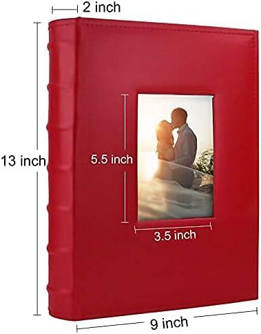 Vienrose Photo Album 4x6 300 Photos with Memo Area Leather Cover Large Capacity Pictures Book for Wedding Family Baby Vacation 300 Pockets Red