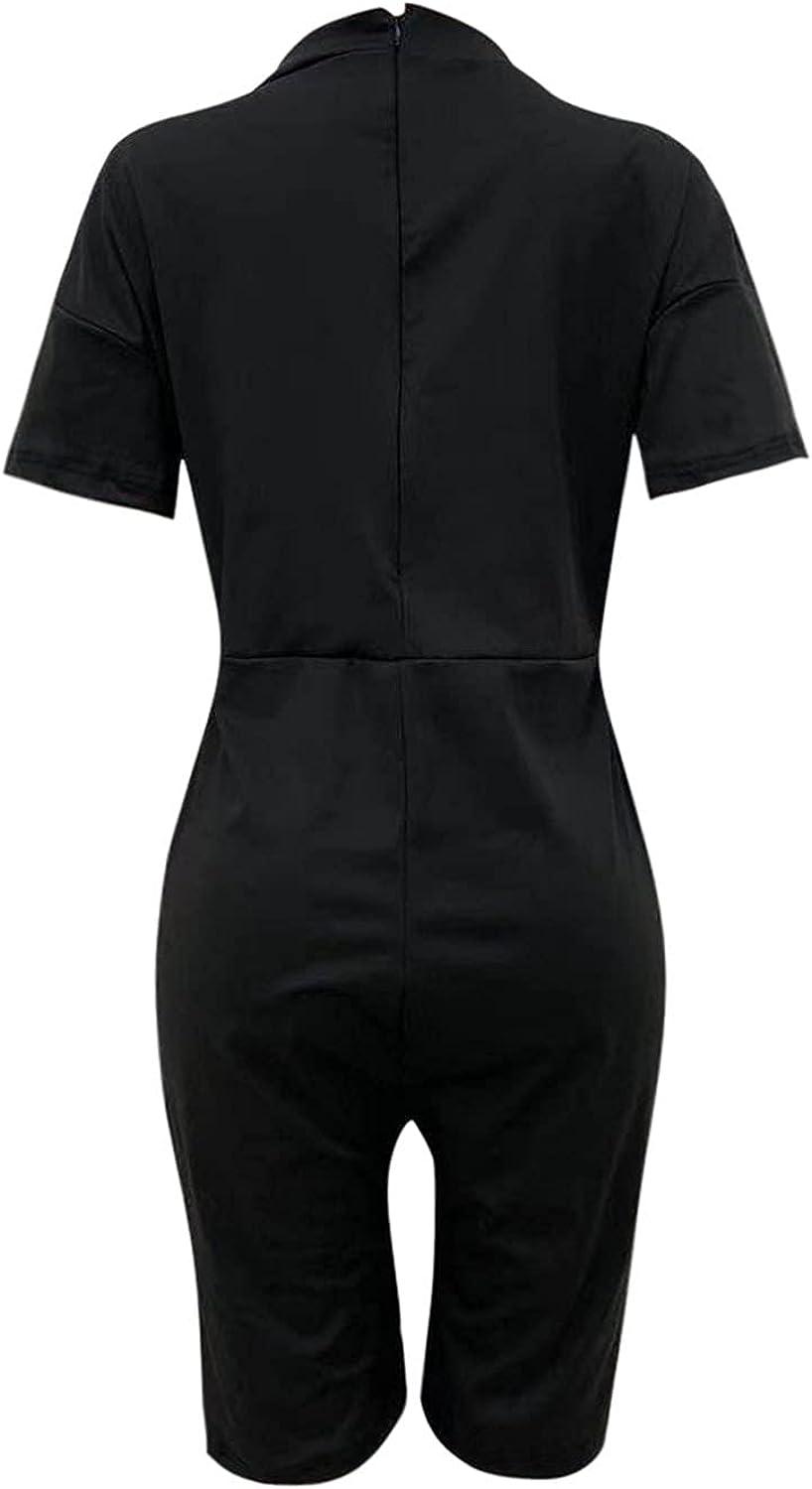 Malaidog Women's Casual Printed Plus Size Jumpsuit V Neck Short