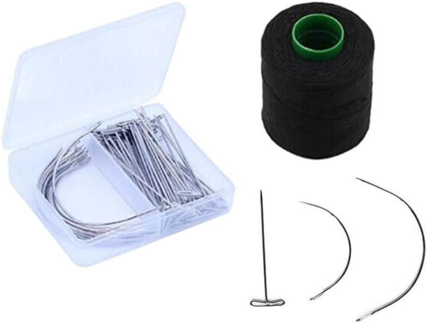 Wig Making Pins Needles Thread Set, 70pcs Wig T Pins and C Curved