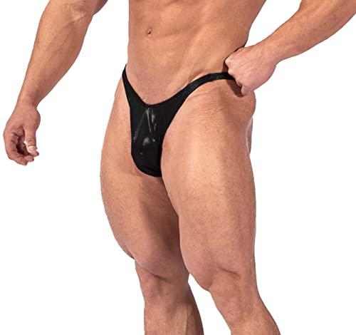Jed North Men's Bodybuilding Contest Physique Posing Trunks Competition  Suit Shorts Small Shiny Black