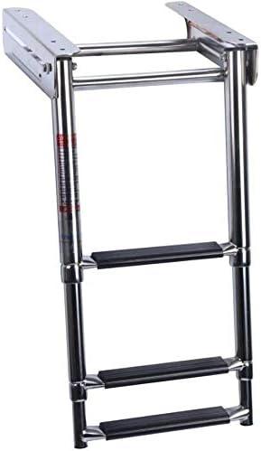 SeaLux Marine Deluxe Extra Drop Down 4-Step Slide Under Platform Mount Boarding Ladder With Retaining - View #3