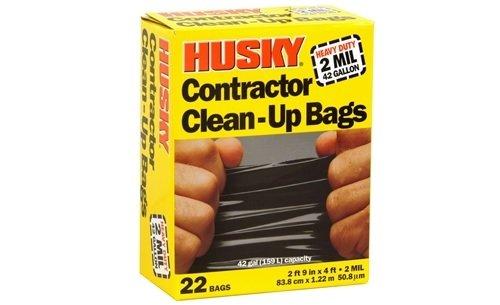 Husky Heavy Duty Contractor Clean-Up Bag, Poly, 42 gal, 4 ft L x 2